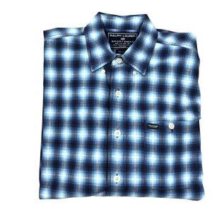 Ralph Lauren Sportsman Shirt Mens Medium Polo Sport Plaid Long Sleeve Button‎ Up